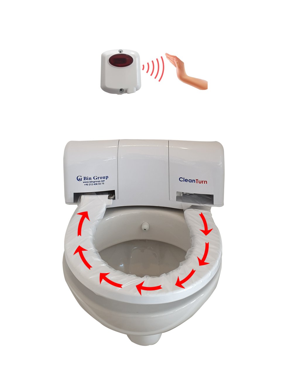 CleanTurn Hijyenik Akıllı Sensörlü - Butonlu Klozet Kapak Sistemi (BEYAZ)