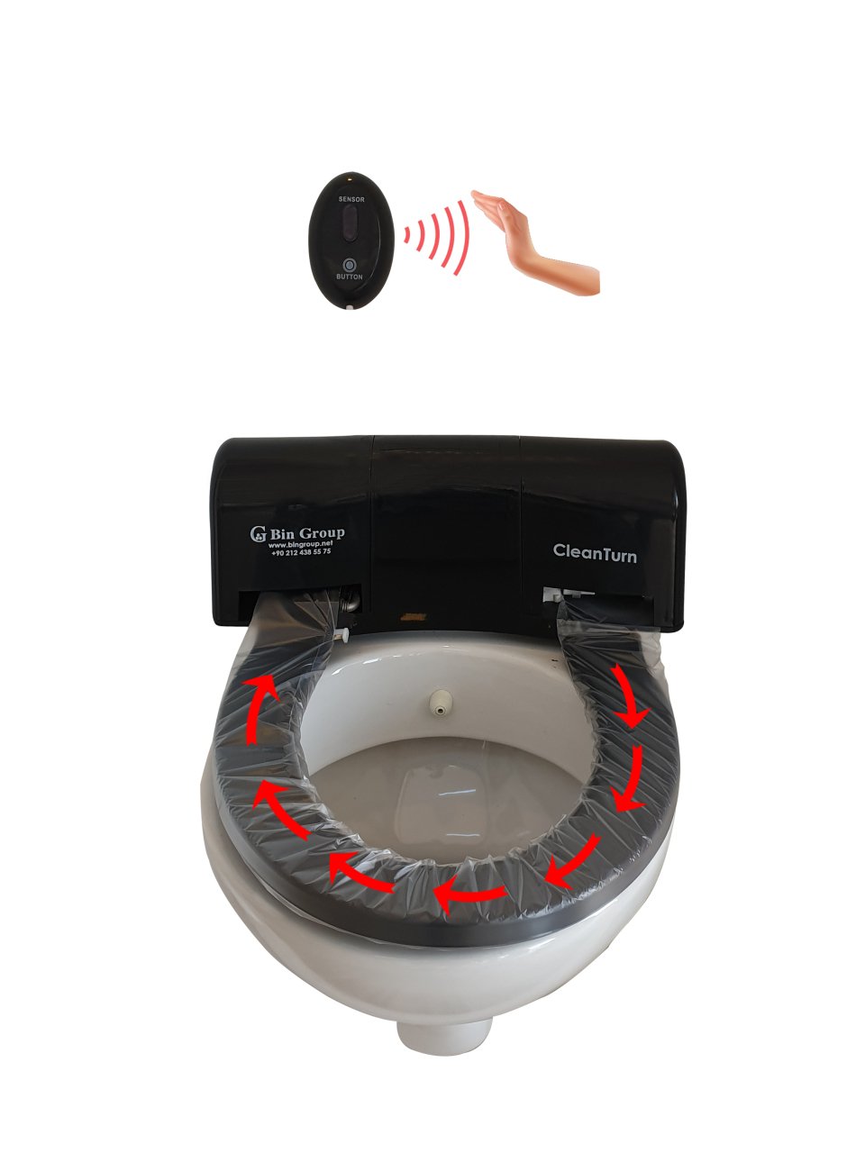Clean Turn Sensörlü ve Butonlu -  Hijyenik Klozet Kapağı (SİYAH)