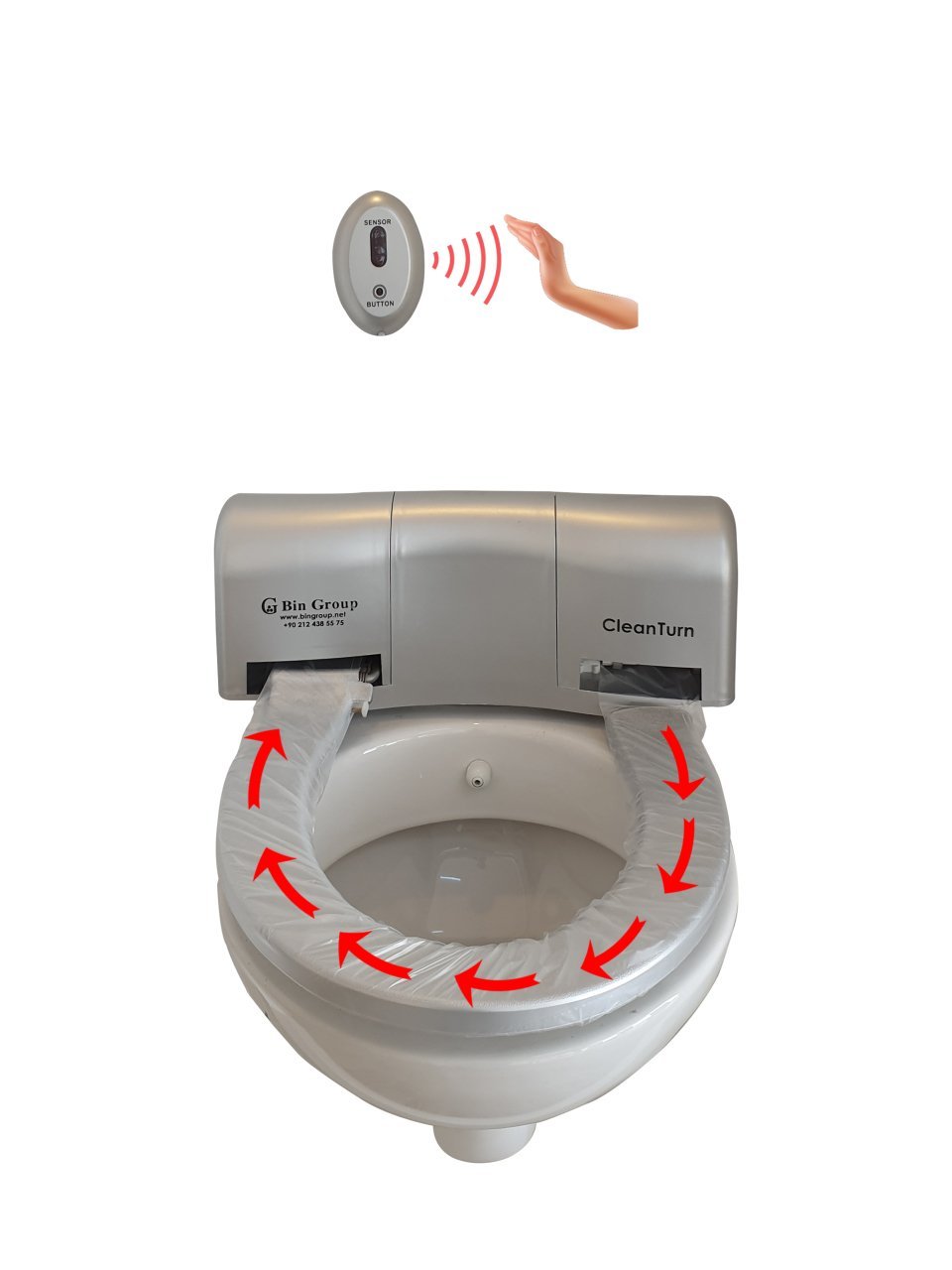 Clean Turn Sensörlü ve Butonlu - Hijyenik Klozet Kapağı (SILVER)