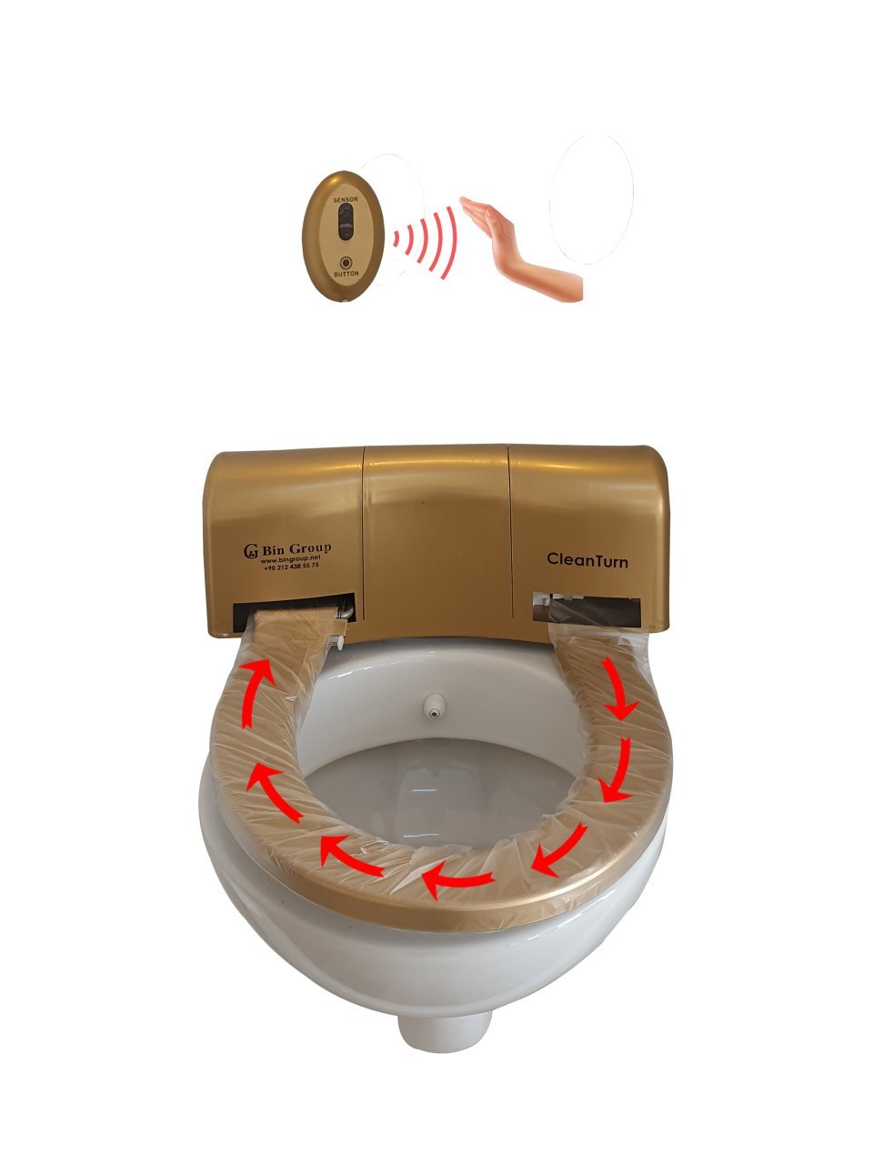 Clean Turn Sensörlü ve Butonlu - Hijyenik Klozet Kapağı (GOLD)