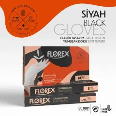Floreks Polimer Muayene Eldieni Pudrasız (100 Adet) x 20 paket SİYAH